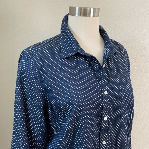 J Crew Womens 12 Button Up Shirt Boy Fit Navy White Blouse Top - Picture 2 of 8